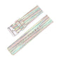 Multicolor striped woven nylon watch band with silver pin buckle