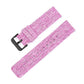 Pink and purple woven nylon watch band with black pin buckle