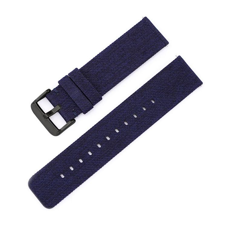 Navy woven nylon watch band with black pin buckle
