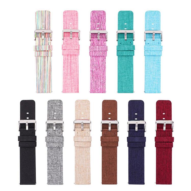 Assorted woven nylon watch bands in multiple colors with pin buckles