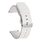 White silicone watch band with silver pin buckle and adjustment holes