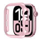 Pink frosted half-coverage Apple Watch case with open face and side button cutouts