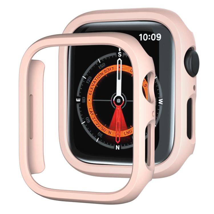 Light pink half-coverage watch cover fitted around an Apple Watch