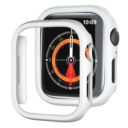 White frosted Apple Watch cover shown with a watch