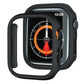 Black frosted half-coverage Apple Watch case with raised edges and button openings
