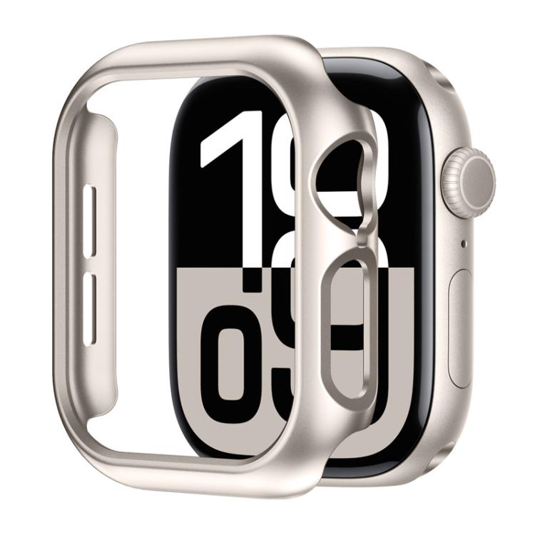 Rose gold half-coverage watch case with open face and side button cutouts