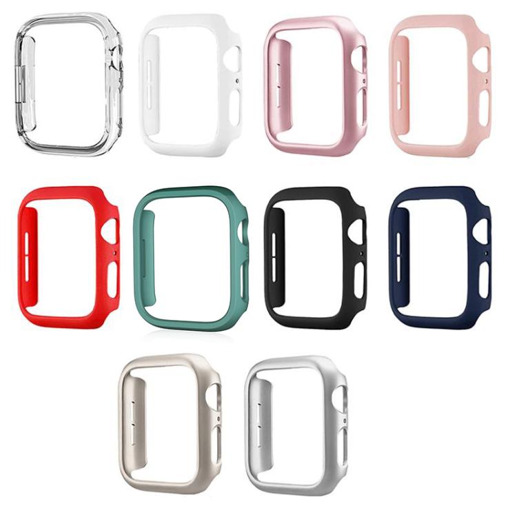 Set of frosted half-coverage watch cases in clear, white, pink, red, green, black, blue and metallic shades