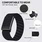 Black nylon watch band with adjustable buckle and close-ups of its woven texture and fittings.