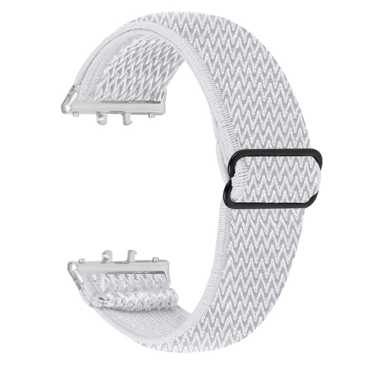 Silver Connector Wave Pattern Elastic Woven Nylon Watch Band, For Honor Watch X5