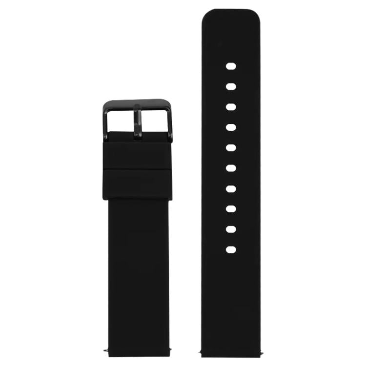 xDfind Stainless Steel Black Pin Buckle Solid Color Silicone Waterproof Watch Band, 20mm, 21mm, 22mm, 24mm