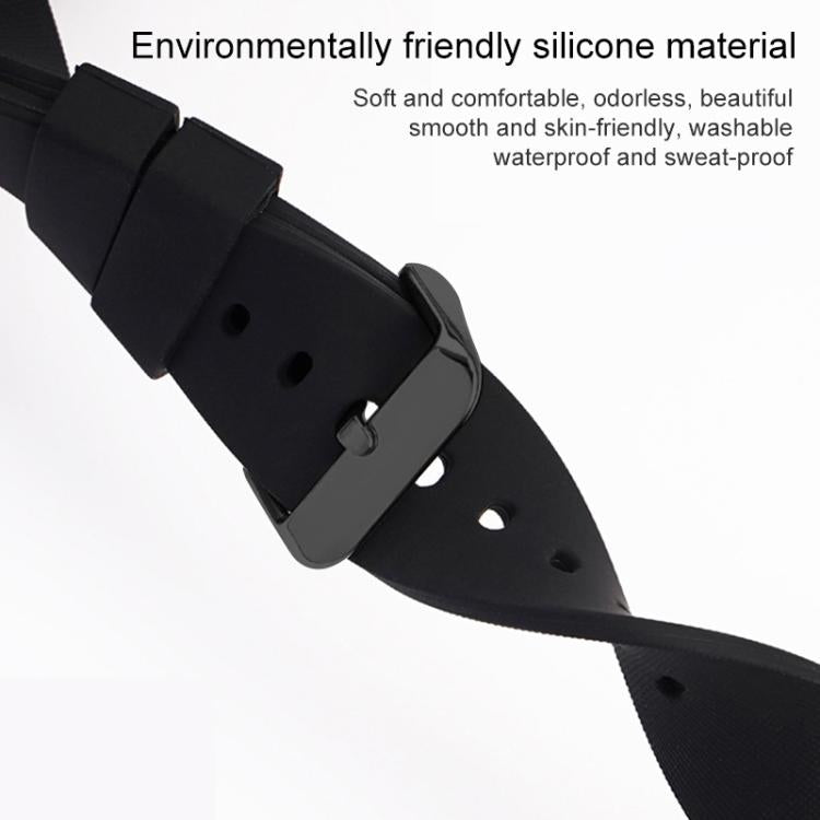 xDfind Stainless Steel Black Pin Buckle Solid Color Silicone Waterproof Watch Band, 20mm, 21mm, 22mm, 24mm