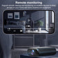 Mini smart WiFi security camera with front lens in dark cylindrical body