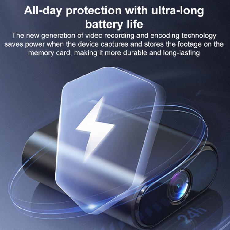 Mini smart WiFi camera with protective shield graphic over front lens