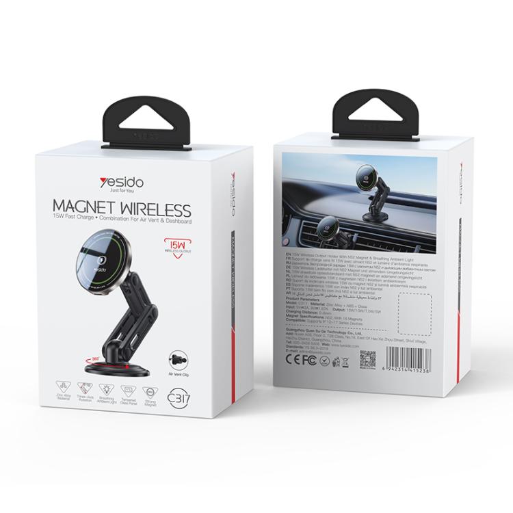 Yesido C317 magnet wireless charger box set with mounted charger and product packaging