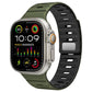 Apple Watch silicone band in army green and black with ventilation slots