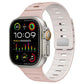 xDfind silicone Apple Watch band in pale pink with a Norman buckle and adjustable slots.