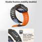 Black and orange silicone watch band with a metal T-shaped clasp