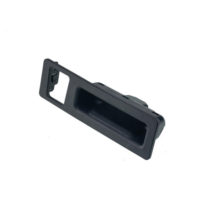 Black tailgate handle trunk lock push button housing with rectangular opening