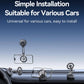 Vacuum suction magnetic phone holder mounted on car dashboard with telescopic stem