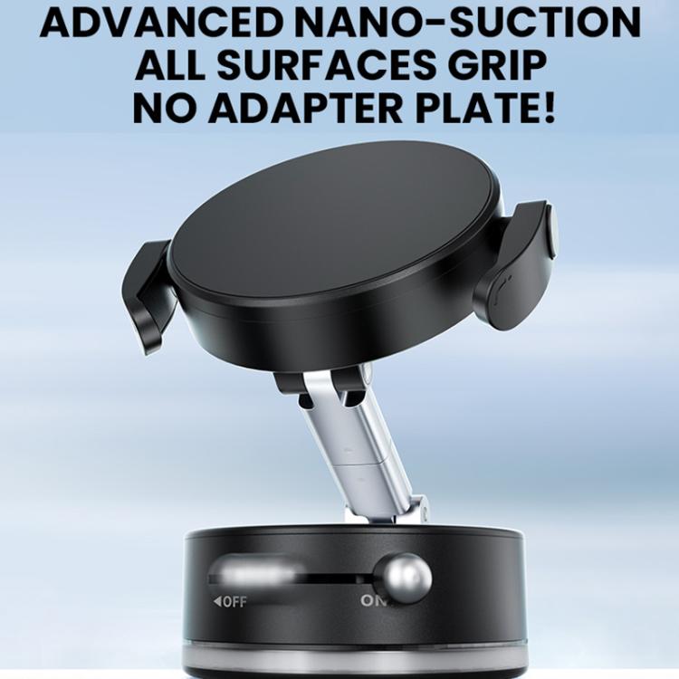 Black nano-suction car phone holder base with circular magnetic head