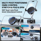 Black multi-position car phone holder with circular mount and mounted phone