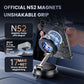 Magnetic car phone holder with suction base and metal arm holding a smartphone