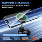Wireless charger phone holder with round magnetic pad mounted on a base