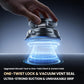Foldable vacuum car phone holder with one-twist lock top and suction base