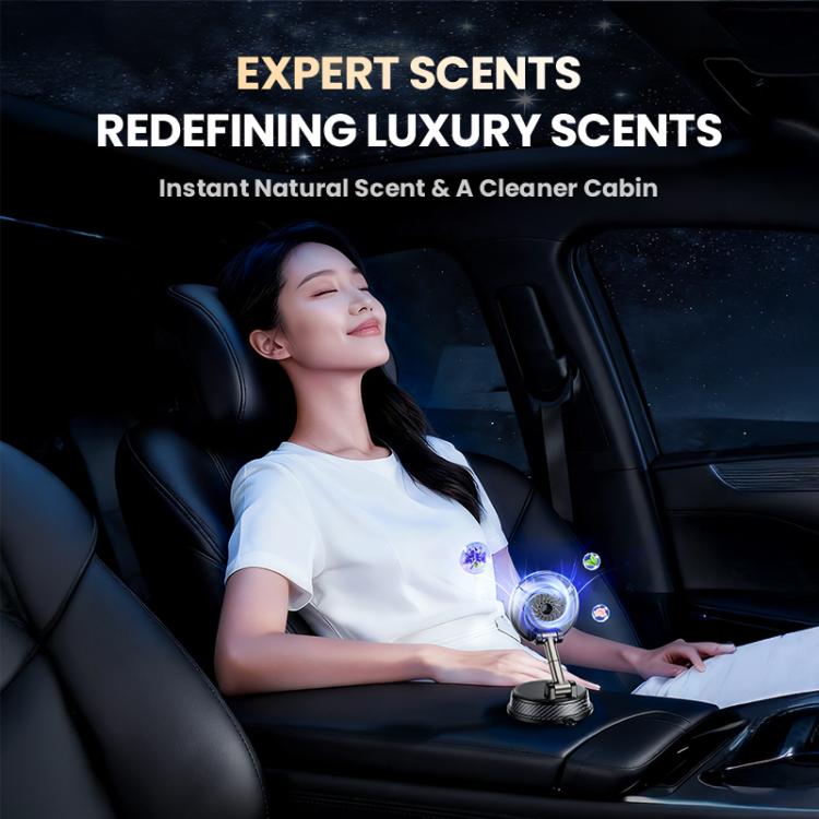 Vacuum magnetic car phone holder with glowing blue scent indicator light