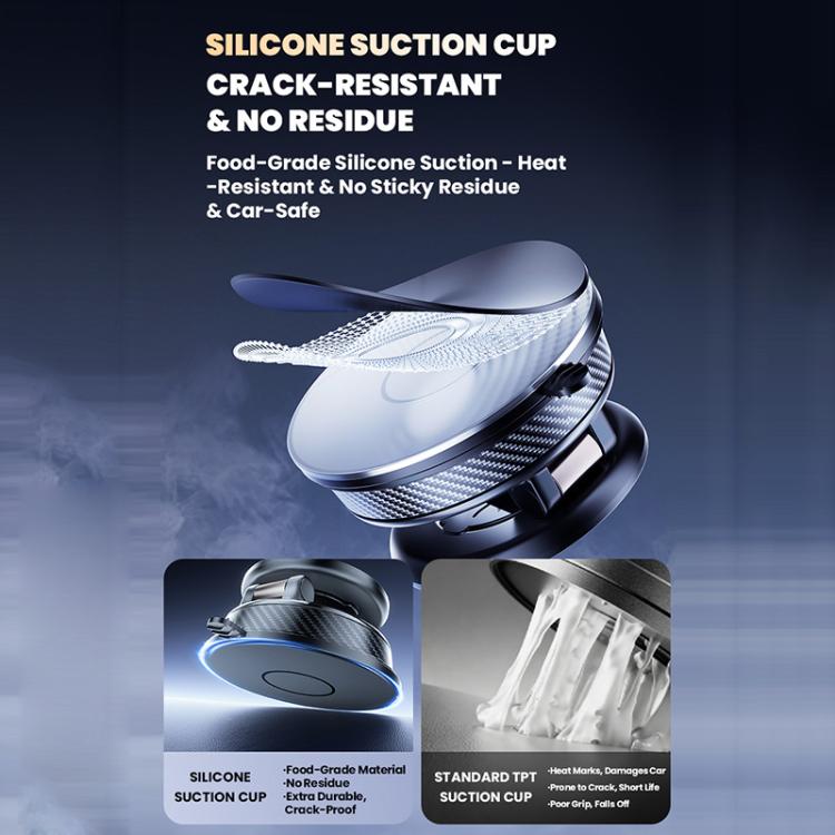 Foldable vacuum car phone holder with textured silicone suction cup