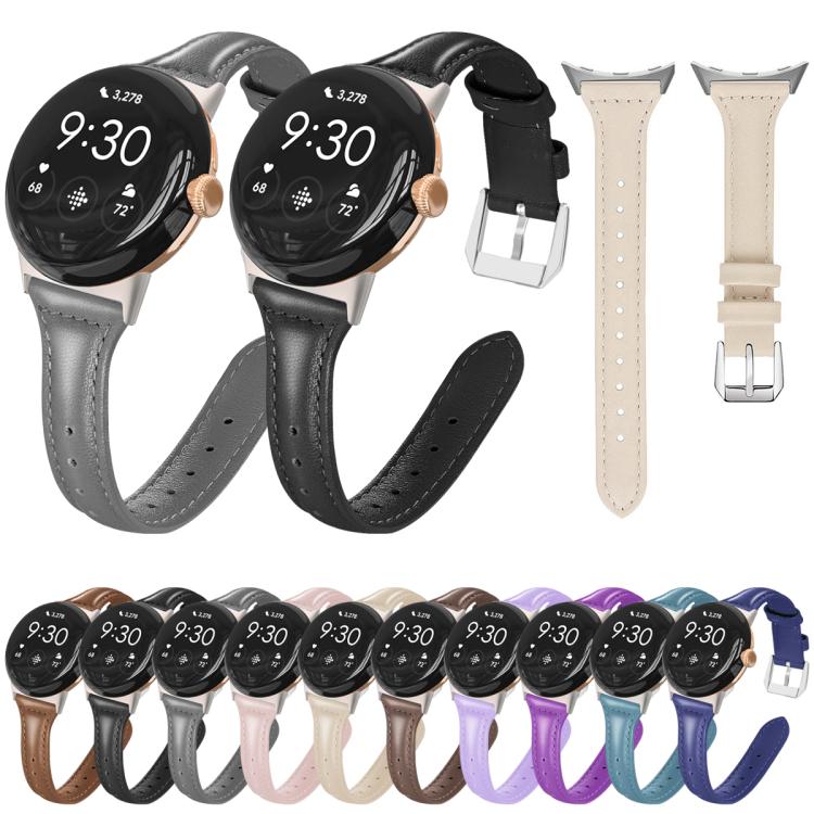 xDfind Slim Genuine Leather Watch Band, For Google Pixel Watch 5 / 4 / 3 / 2 / 1 41mm, For Google Pixel Watch 5 / 4 / 3 45mm