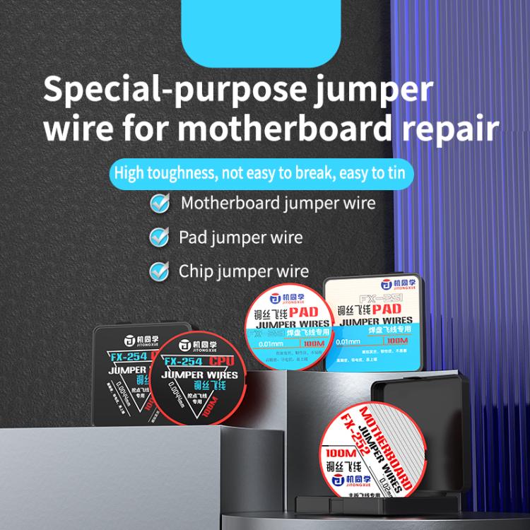 Jumper wire spools and black cases displayed for motherboard and pad repair