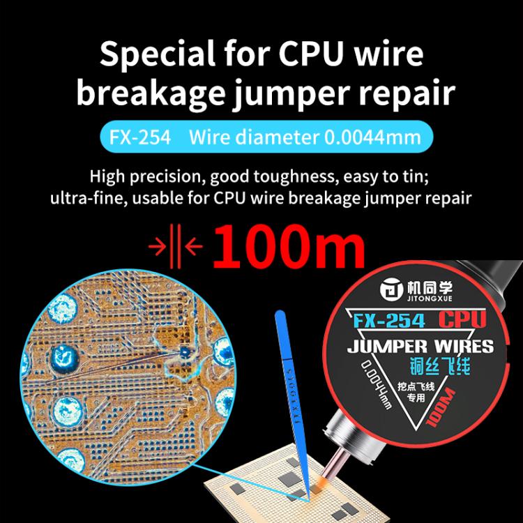 0.0044mm CPU jumper wire with blue leads for PCB trace repair