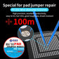 0.01mm pad jumper wire with blue leads, spool detail for pad repair