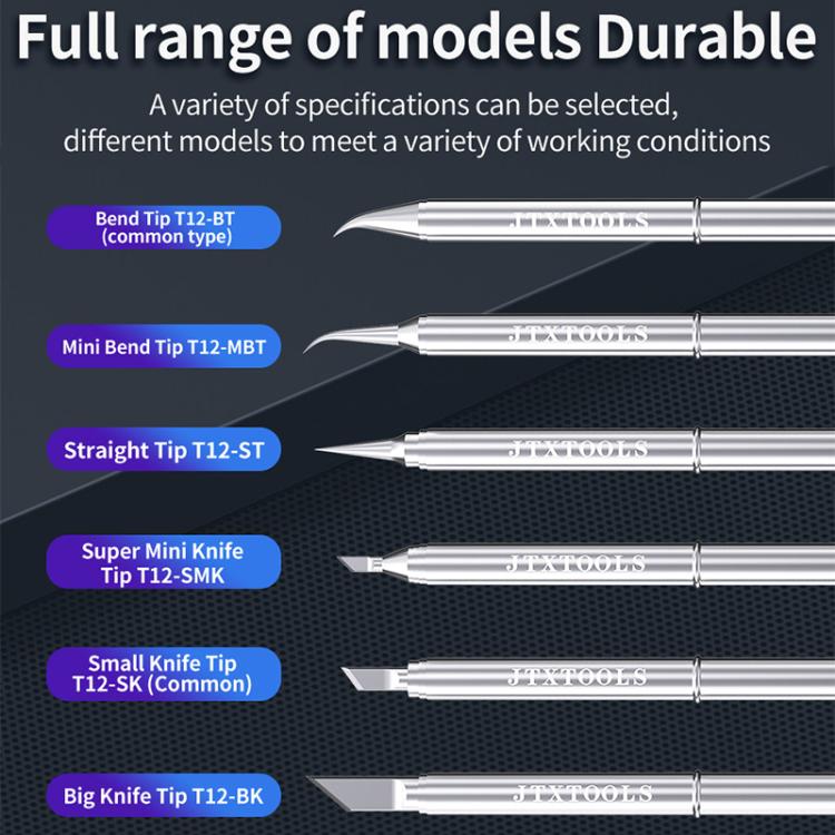T12 series soldering iron tips shown with different blade shapes