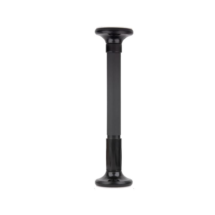 Black adjustable support pole with circular top and base for camera mounting