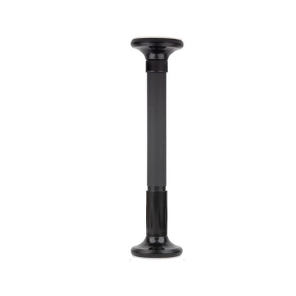 Black adjustable support pole with circular top and base for camera mounting