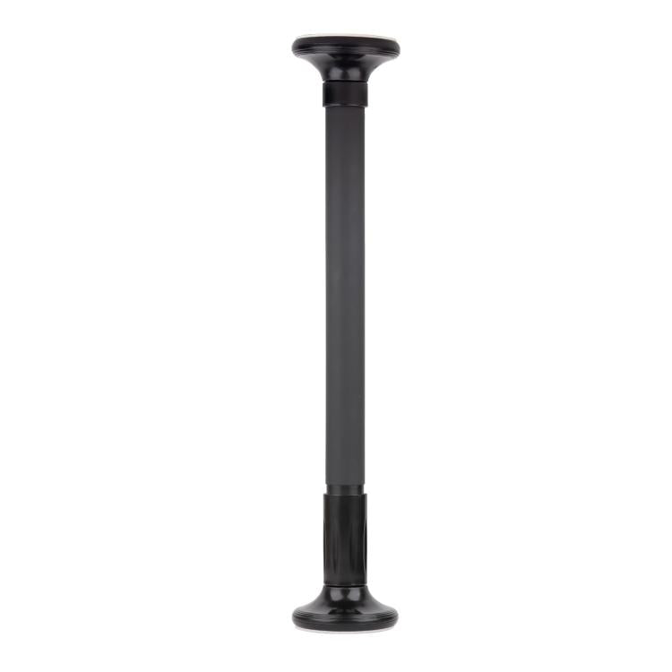 Black extended support pole with circular top and base for adjustable camera mounting