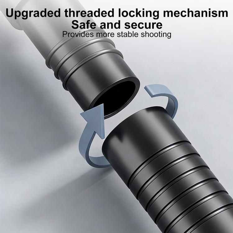 Adjustable in-car camera mount pole close-up of threaded locking section