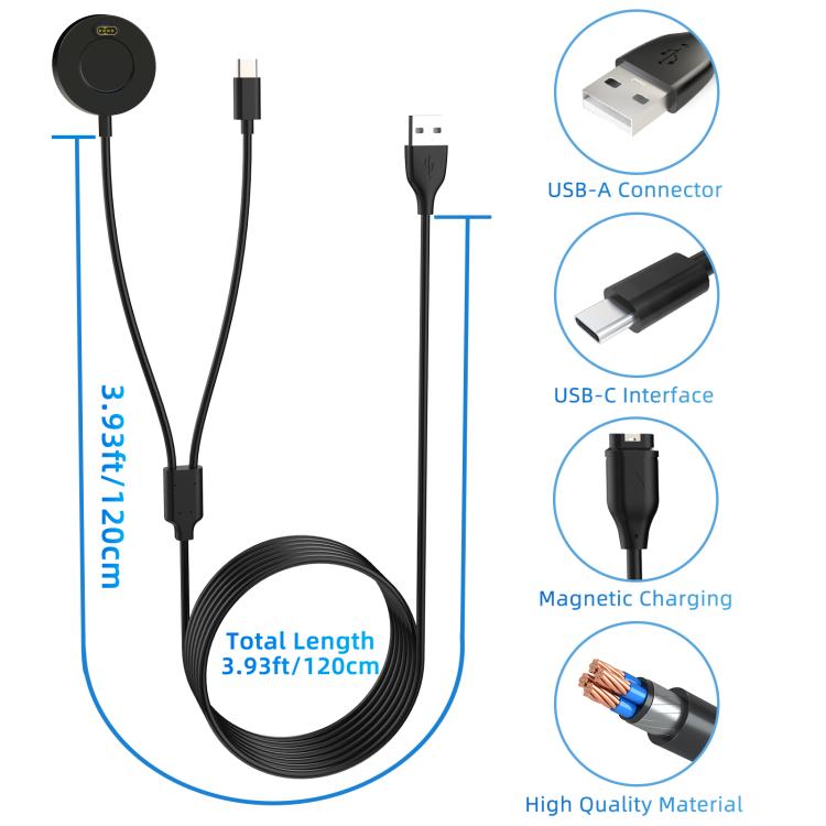 xDfind 2 in 1 USB to Type-C Integrated Watch Charging Base, Length: 1.2m, Charging Base