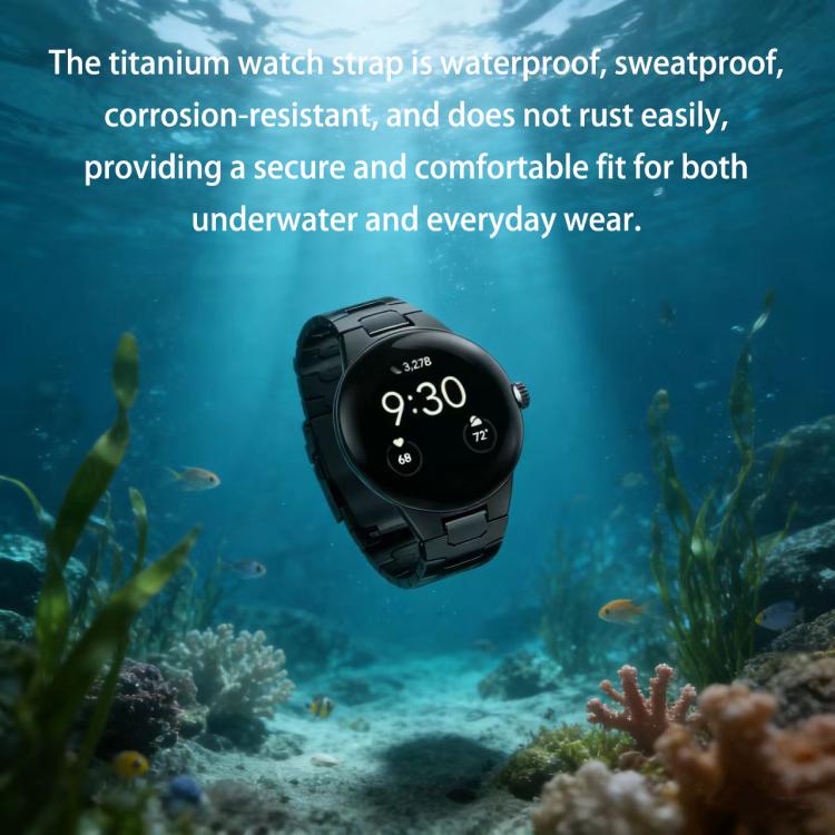 Integrated Iron Man Safety Buckle Titanium Alloy Watch Band, For Google Pixel Watch 5 / 4 / 3 45mm