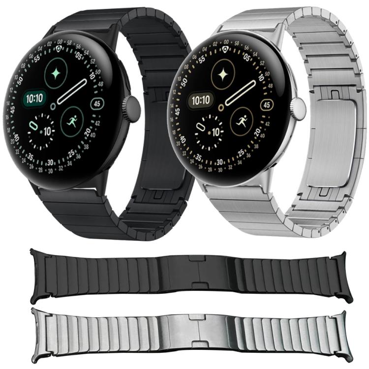 One Bead Folding Buckle Side Release Stainless Steel Watch Band, For Google Pixel Watch 5 / 4 / 3 45mm