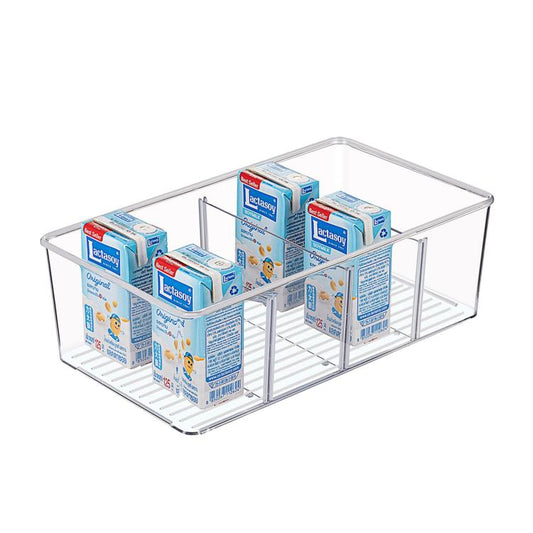 Four-Compartment Desktop Organizer Storage Box Removable Dividers Clear Storage Box