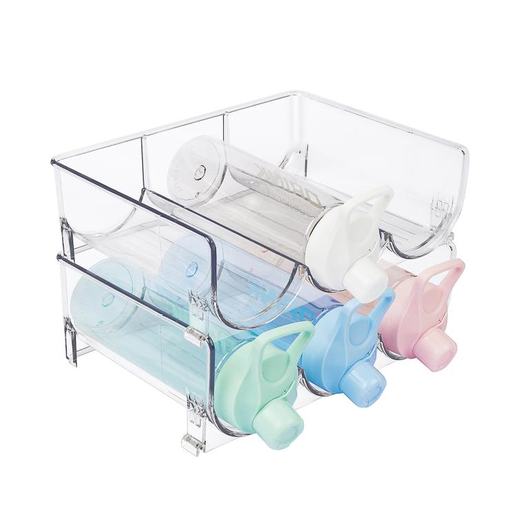 Refrigerator Beverage Organizer Storage Rack Food Grade PET Clear Wine Storage Stand