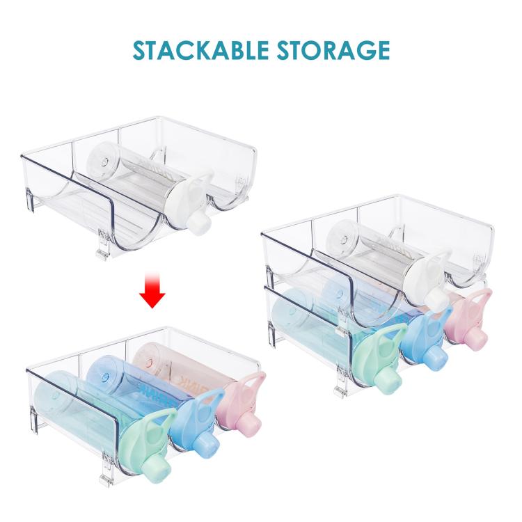 Refrigerator Beverage Organizer Storage Rack Food Grade PET Clear Wine Storage Stand