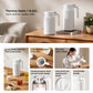 White thermos flask set with two sizes and matching lids