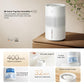 White no-mist humidifier with vented top and front outlet status bar