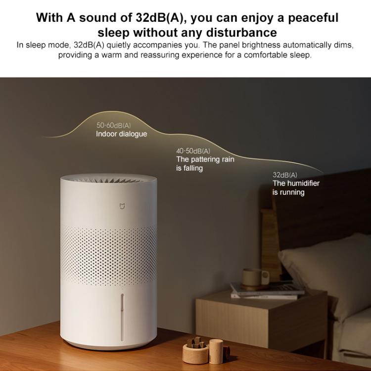 White no-mist humidifier with vented top and illuminated front status bar