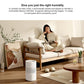 White no-mist humidifier standing with vented top and front status indicator