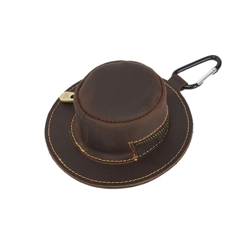 Crazy Horse Genuine Leather Retro Hat Design Coin Purse Small Wallet Waist Pouch